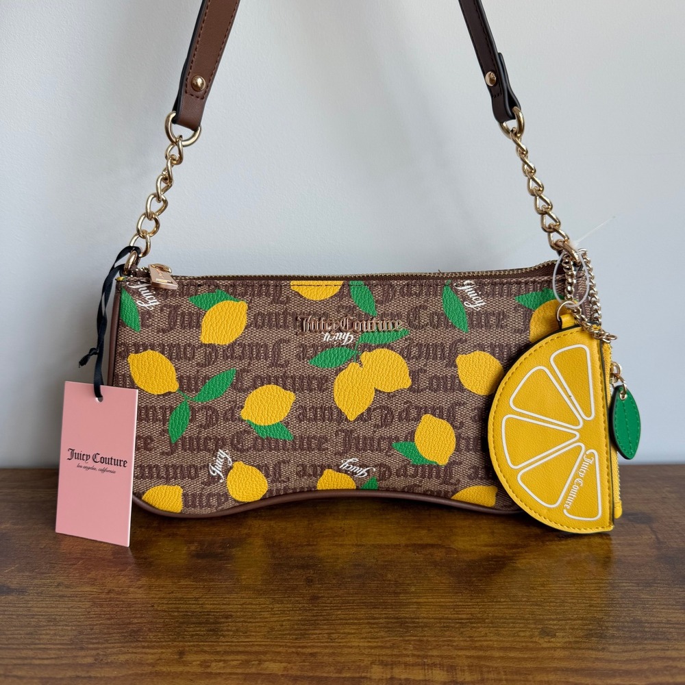 New Juicy Couture Fruitful Lemon Brown Yellow Shoulder Handbag Summer Cute Fruit